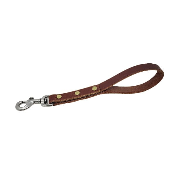 GSS - Heavy Duty Leather Traffic & Control Leash German Shepherd Shop 1ft Brown 