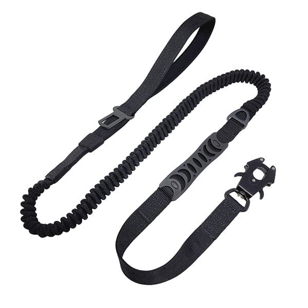 GSS - Heavy Duty Multi-Functional Tactical Bungee Dog Leash & Seatbelt Pet Leashes German Shepherd Shop Black 