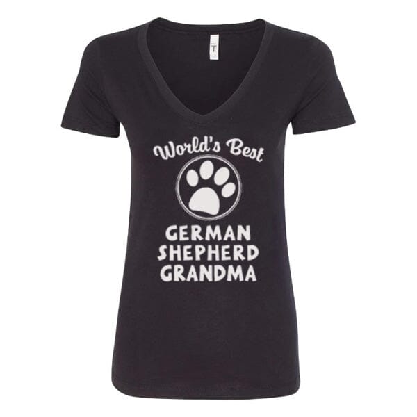 GSS - Worlds Best German Shepherd Grandma T-Shirts German Shepherd Shop Next Level Women's V-Neck Black S